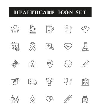 Sağlık hattı Icon Set, vektör çizim 