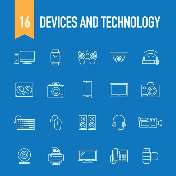 Dispositivi Concezione Tecnologica Illustrazione Vettoriale — Vettoriale Stock