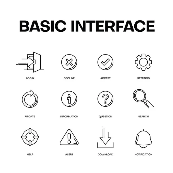基本的なインターフェースの概念 ベクトル イラスト — ストックベクタ