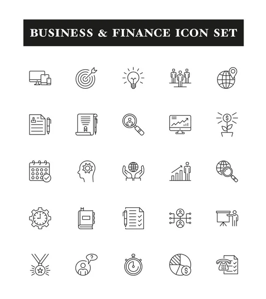 Business Financiën Lijn Icon Set Vectorillustratie — Stockvector