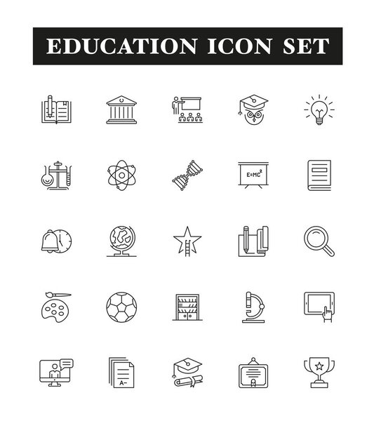 Education Line Icon Set, vector illustration 