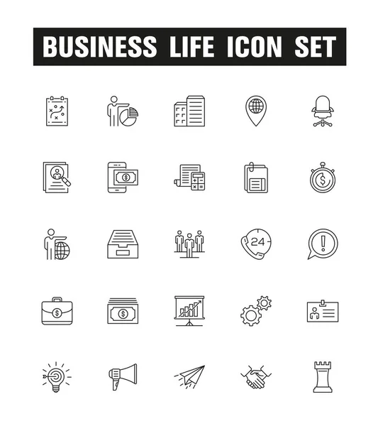 Ensemble Icônes Business Life Line Illustration Vectorielle — Image vectorielle