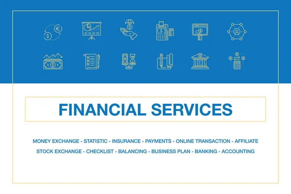 Conjunto de Ícones Infográficos de Serviços Financeiros — Vetor de Stock
