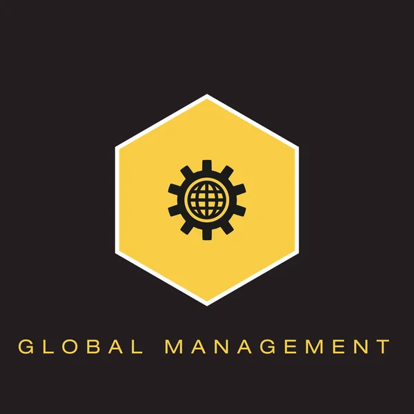 Global Management Icon Ilustrație Vectorială — Vector de stoc