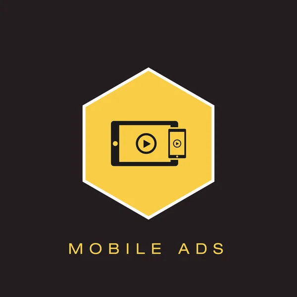 Ikon Mobile Ads Ilustrasi Vektor - Stok Vektor