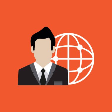 İş ağ düz simgesi. Vektör çizim 