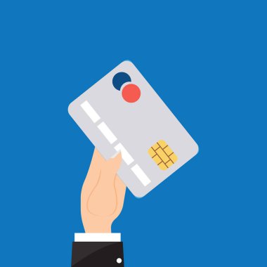 Kartı ödeme düz simgesi. Vektör çizim 