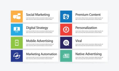 Dijital pazarlama Infographic Icon Set