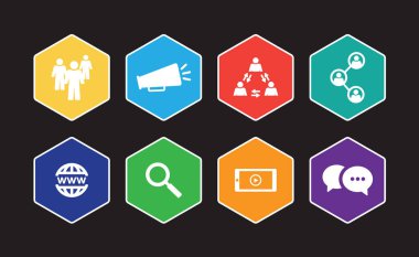 Internet pazarlama Infographic Icon Set