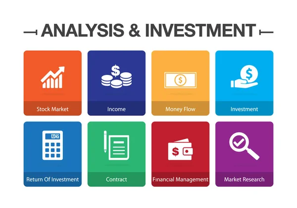 Analýza a investic Infographic Icon Set — Stockový vektor