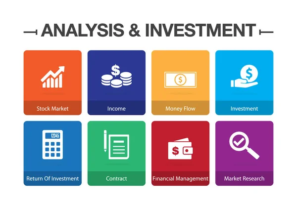 Analyse und Investition Infografik Icon Set — Stockvektor