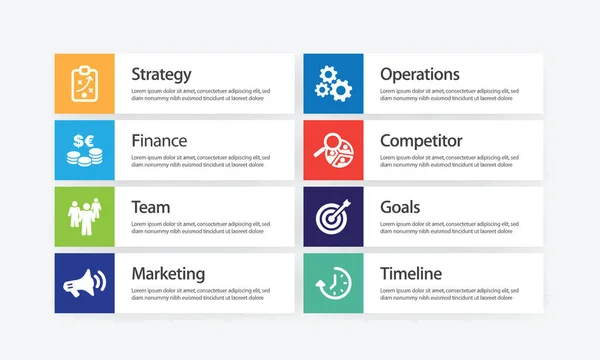 Business Plan Infografica Icona Set — Vettoriale Stock