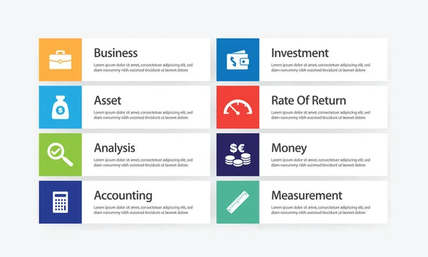 Zestaw ikon Infographic przepływu środków pieniężnych — Wektor stockowy