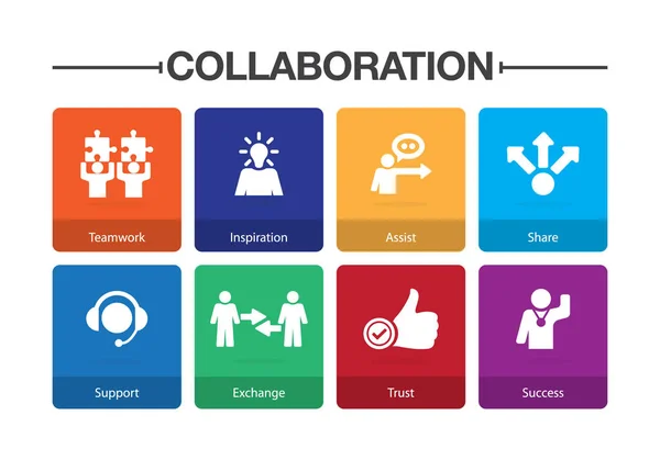 Conjunto de ícones infográficos de colaboração — Vetor de Stock