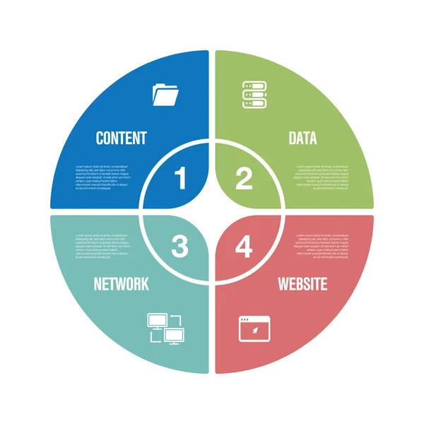 Sistema Gerenciamento Conteúdo Conjunto Ícones Infográficos — Vetor de Stock