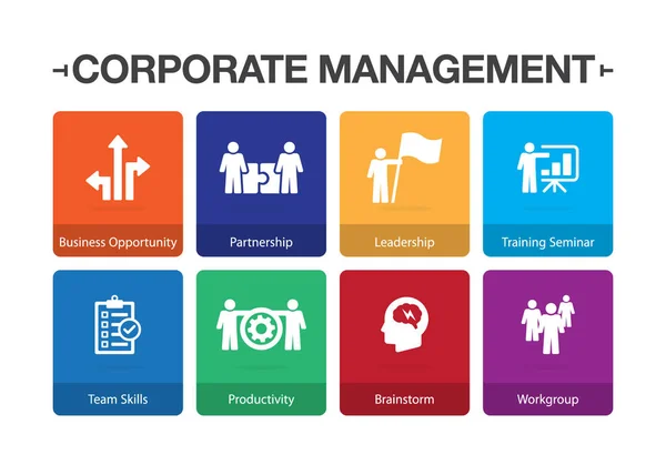 Conjunto de Ícones Infográficos de Gestão Corporativa —  Vetores de Stock