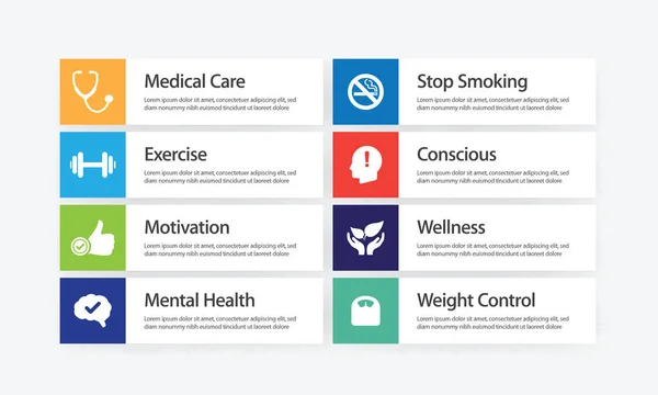 Healthy Lifestyle Infographic Icon Set — Stock Vector
