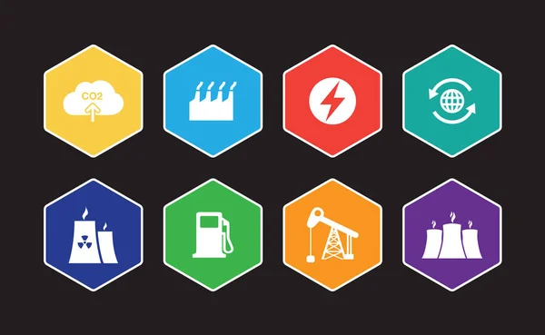 Ensemble Icônes Infographiques Pour Industrie Lourde Électrique — Image vectorielle