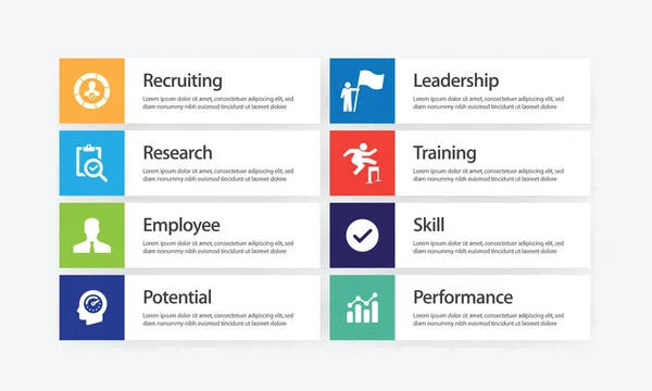 Recursos Humanos Conjunto de Ícones Infográficos — Vetor de Stock