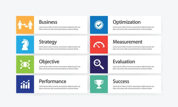 Key Performance Indicator Set Icone Infografiche — Vettoriale Stock