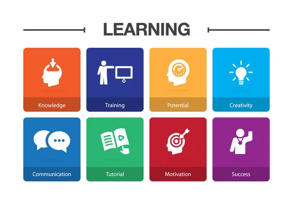 학습 Infographic 아이콘 세트 — 스톡 벡터