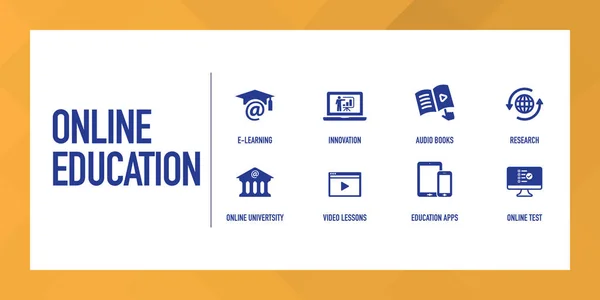 Éducation en ligne Infographie Icône Set — Image vectorielle