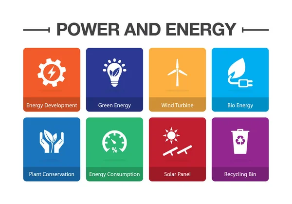 Güç ve enerji Infographic Icon Set — Stok Vektör