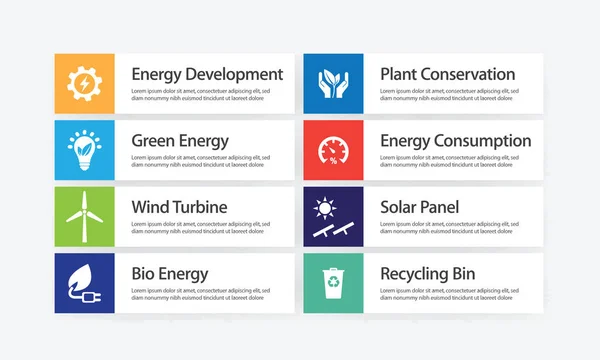 Energie a energetické Infographic Icon Set — Stockový vektor
