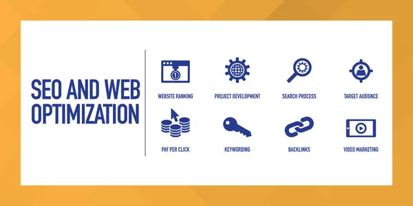 Conjunto Iconos Infografía Optimización Web Seo — Vector de stock