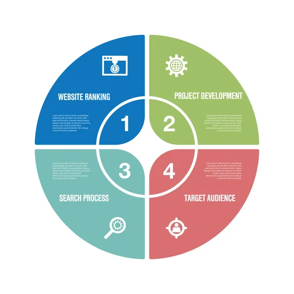 Conjunto Ícones Infográficos Seo Web Optimization — Vetor de Stock