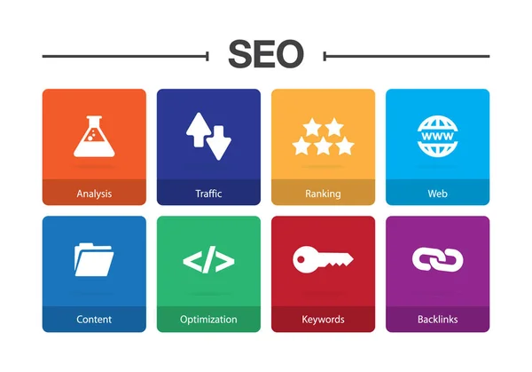 Set de iconos de Seo Infographic — Vector de stock