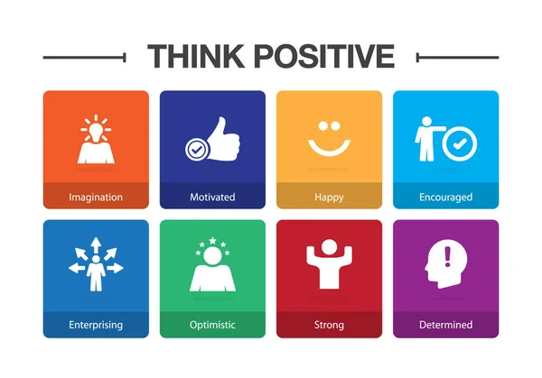 Think Positive Infographic Icon Set — Stock Vector