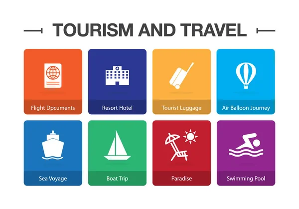 Turizm ve seyahat Infographic Icon Set — Stok Vektör