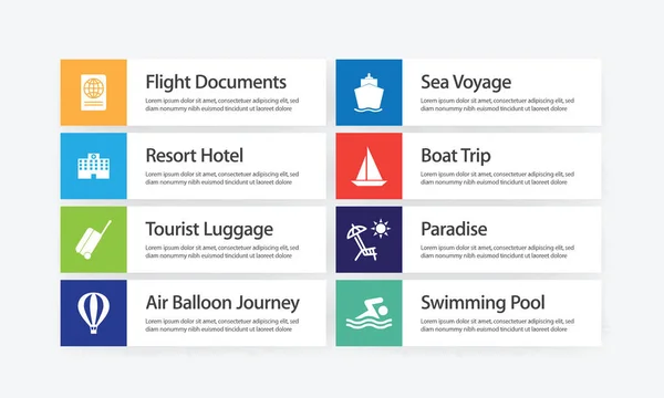 Set de iconos de turismo e infografía de viajes — Archivo Imágenes Vectoriales
