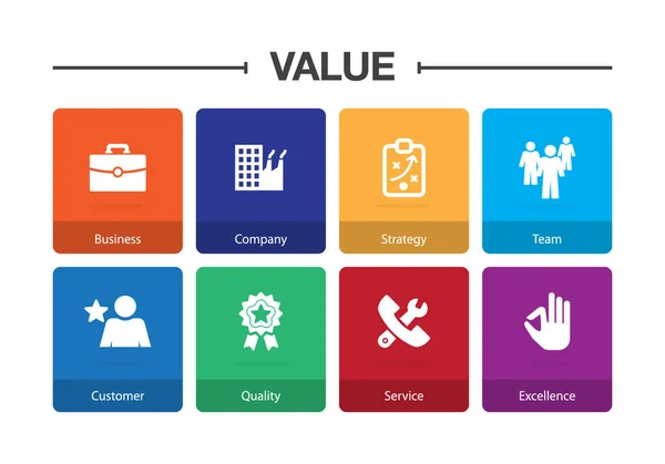 Conjunto de ícones infográficos de valor —  Vetores de Stock