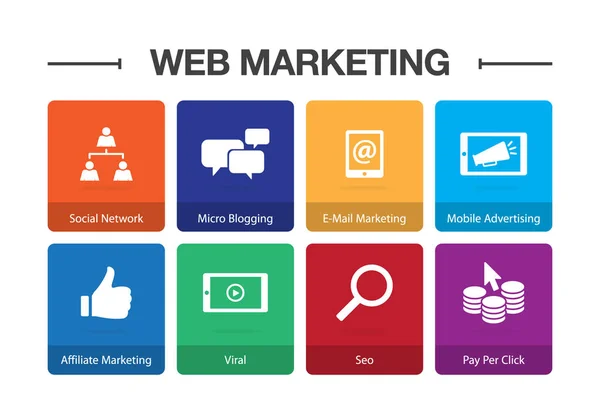Web Marketing Infographic Ορισμόςεικονιδίου — Διανυσματικό Αρχείο