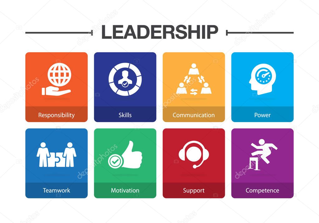 Leadership Infographic Icon Set, vector