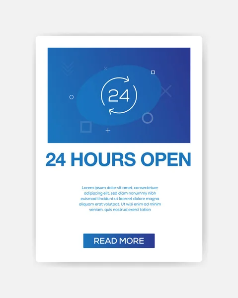 24 hodin otevřená ikona infografika — Stockový vektor