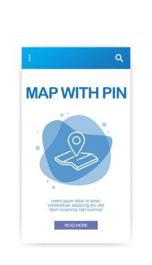 Harita ile PIN Infographic, vektör çizim 