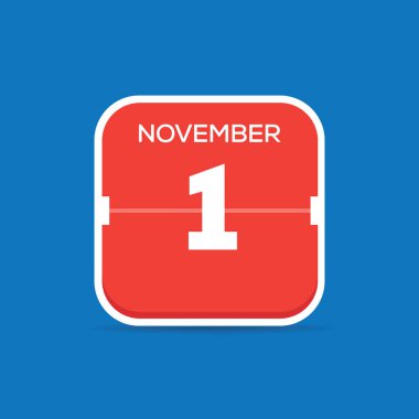 1 Kasım takvim düz simgesini, vektör çizim 