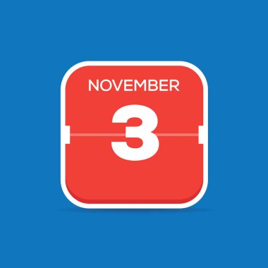 3 Kasım takvim düz simgesini, vektör çizim 