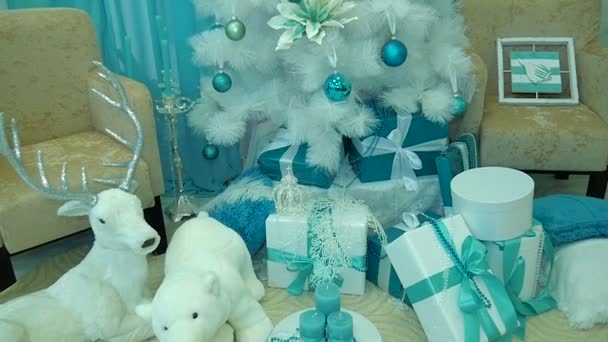 Presents under decorated Christmas tree. Video Clip
