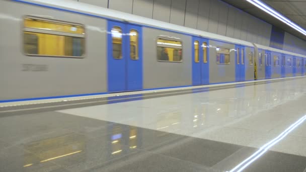 Time Lapse The Metro Train Arrives At An Empty Station Opens The Door No One Leaves Closes The Door And Leaves
