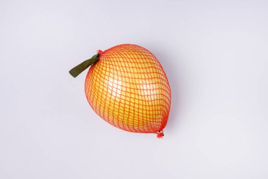 Olgun Pomelo Pomelo Pomelo 'yu Mavi Arkaplan Üst Görünüm Boşluğunda Pakette Kopyaladı
