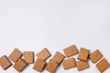 Lezzetli Çikolatalı Kurabiye Arkaplan Kahve ya da Tea Top View Düz Alan