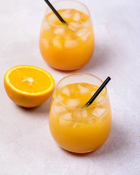 Fermer Verre Jus Orange Savoureux Alimentation Saine Boisson Désintoxication Vitamine — Photo