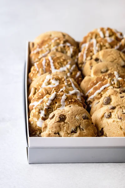 Variedad Sabrosas Galletas Caseras Caja Galletas Pastelería Postre Vertical — Foto de Stock