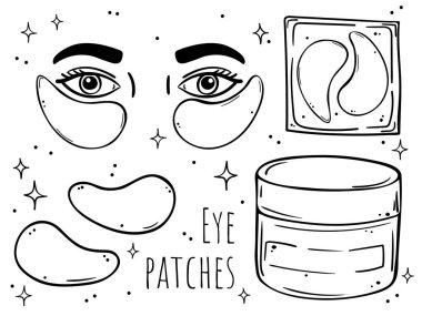 A collection of images on patches for skin care around the eyes.