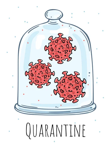 Illustration Virus Glass Bell Quarantine Color Image White Background — Stock Vector