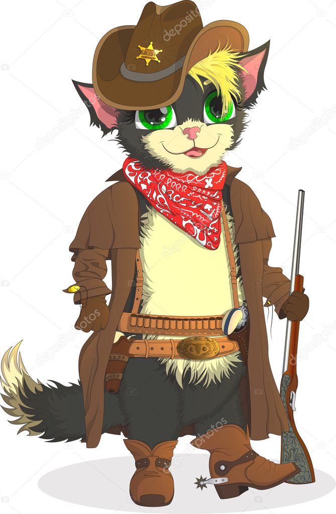 Cat cowboy. Sheriff Wild West